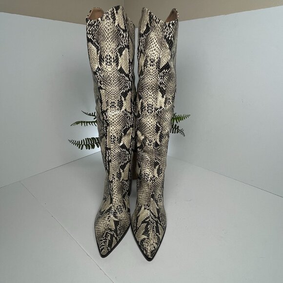 Schutz Maryana Block Heel Boots Size 9.5B Snake Print Knee High Boots Western - Picture 5 of 12